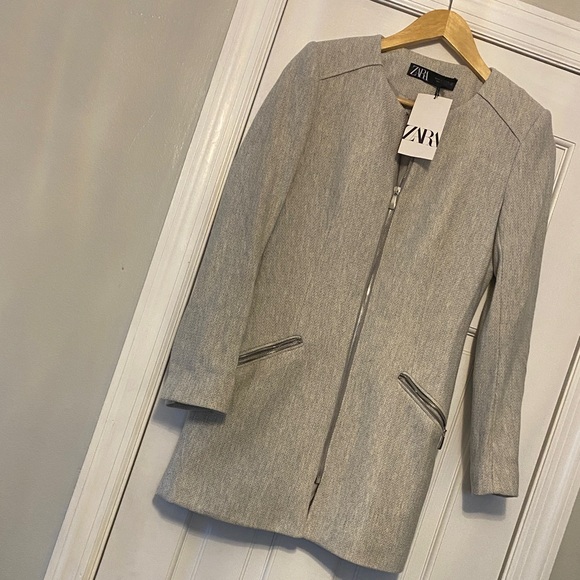 Zara Women's Light Gray Blazer Coat - Picture 1 of 10